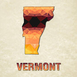 Polygon Mosaic Parchment Map VERMONT by Elaine Plesser