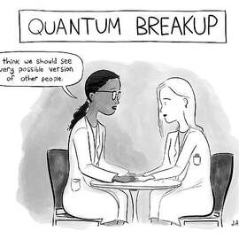 Quantum Breakup -- Two Female Scientists Hold by Jason Adam Katzenstein