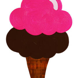 Raspberry And Chocolate Ice Cream Cone  by Andee Design