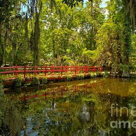 Red Bridge Through The Gardens by Adam Jewell