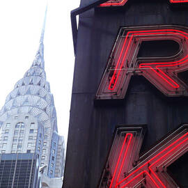 Red Parking Sign with Chrysler Rising by Miriam Danar
