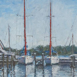 Red Sails Under Gray Sky by Ritchie Eyma