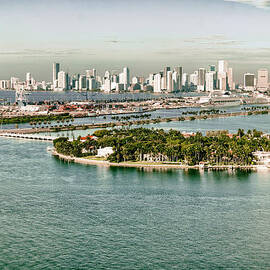 Retro Style Miami Skyline and Biscayne Bay by Gary Dean Mercer Clark