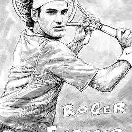 Roger federer art drawing sketch portrait by Kim Wang