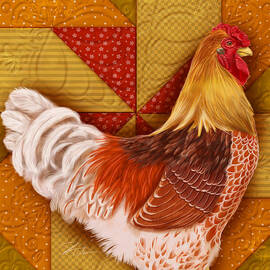 Rooster on a Quilt II by Shari Warren