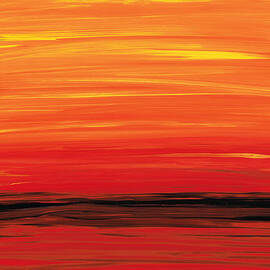 Ruby Shore - Red And Orange Abstract by Sharon Cummings