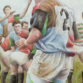 Rugby Match Harlequins V Northampton, Brian Moore At The Line Out, 1992 Wc by Gareth Lloyd Ball