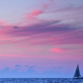 Sail Boat On The Sea At Dusk by Ilan Shacham