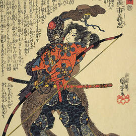 Sanada Yoichi Yoshitada, Dressed For The Hunt With A Bow In Hand Colour Woodblock Print by Utagawa Kuniyoshi