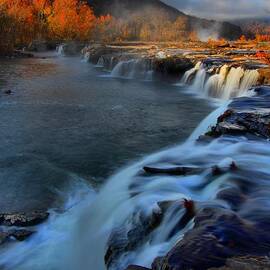 Sandstone Falls Sunrise Portrait by Adam Jewell
