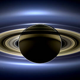 Saturn Cassini View High Contrast by Science Source