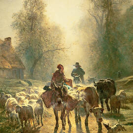 Setting off For Market by Constant-Emile Troyon