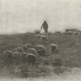 Shepherd With Flock Of Sheep, Anton Mauve by Quint Lox