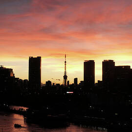 Silhouette Of Tokyo Tower And Cityscape by Keiko Iwabuchi