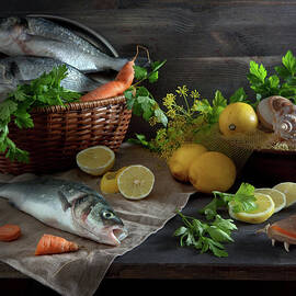 Sill Life With Fish, Lemon And Shell by I Love It When You Smile