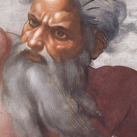 Sistine Chapel ceiling Creation of the Sun and Moon by Michelangelo Buonarroti by Michelangelo Buonarroti