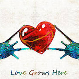 Snail Art - Love Grows Here - By Sharon Cummings by Sharon Cummings