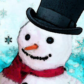 Snowman Christmas Art - Frosty by Sharon Cummings