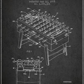 Soccer Table Game Patent from 1975 - Charcoal by Aged Pixel