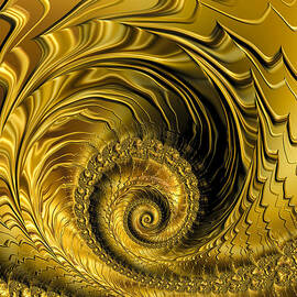 Spirals and waves golden and glossy fractal by Matthias Hauser