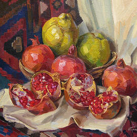 Still life with pomegranates and quinces by Meruzhan Khachatryan