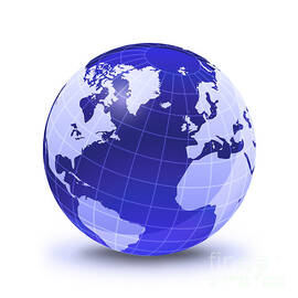 Stylized Earth Globe With Grid by Leonello Calvetti