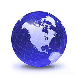Stylized Earth Globe With Grid, Showing by Leonello Calvetti