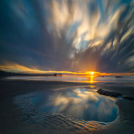 Sunset Reflections in San Diego square version by Larry Marshall