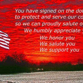 Support OUR Troops flag red sky