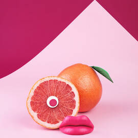 Surreal Pink Grapefruit With Eye And by Juj Winn
