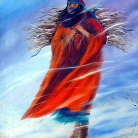 Surviving Another Day Woman Female Figure Native American Winter Snowing Jackie Carpenter by Jackie Carpenter