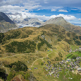 Swiss Alps great view towards Riederalp Aletsch Forest and Aletsch Glacier by Matthias Hauser