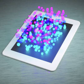 Tablet With Three Dimensional Cubes by Maciej Frolow
