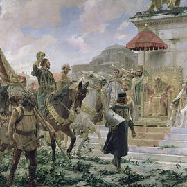 The Arrival Of Roger De Flor 1280-1307 In Constantinople In 1303 With 8000 Almogavares Serving by Jose Moreno Carbonero