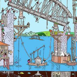 The Building Of Saltwash Bridge By W. Heath Robinson by Science Photo Library