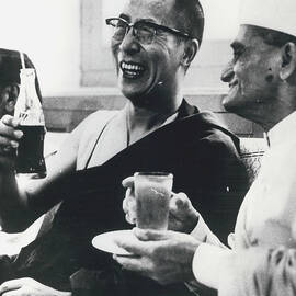 THE DALAI LAMA OF TIBET AT RECEPTION IN NEW DELHI by Retro Images Archive