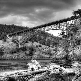 The Deception Pass Bridge II BW by David Patterson