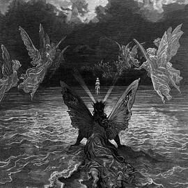 The ship continues to sail miraculously moved by a troupe of angelic spirits by Gustave Dore