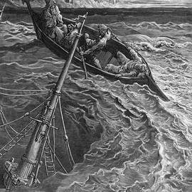 The ship sinks but the Mariner is rescued by the Pilot and Hermit by Gustave Dore