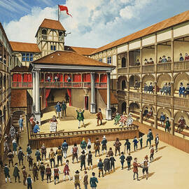 Theatre With Performance Of Hamlet Gouache On Paper by English School