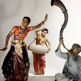 Three Indians Playing Music And Dancing by Horst P. Horst