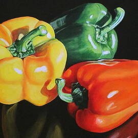 Three peppers by Lillian  Bell