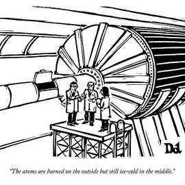 Three Scientists Stand By An Enormous Machine by Drew Dernavich