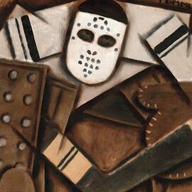  Abstract Cubism Vintage Hockey Goalie Art Print by Tommervik
