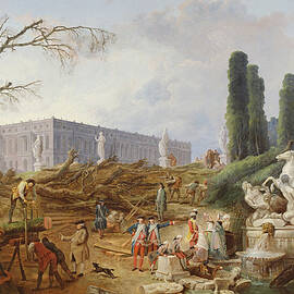 Tree Felling In The Garden Of Versailles Around The Baths Of Apollo, 1775-77 Oil On Canvas by Hubert Robert