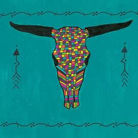 Turquoise Longhorn Skull by Susie Weber