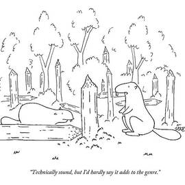 Two Beavers Assess A Fallen Tree Trunk by Jake Goldwasser
