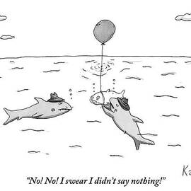 Two Mafioso-type Sharks Tie A Balloon To Another by Zachary Kanin