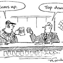Two Men In Bar Toasting Their Drinks by Mike Twohy