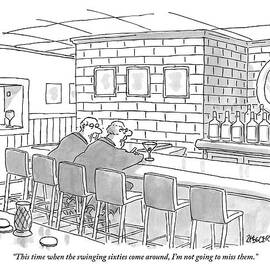 Two Older Men Are Sitting An An Empty Bar Talking by Jack Ziegler